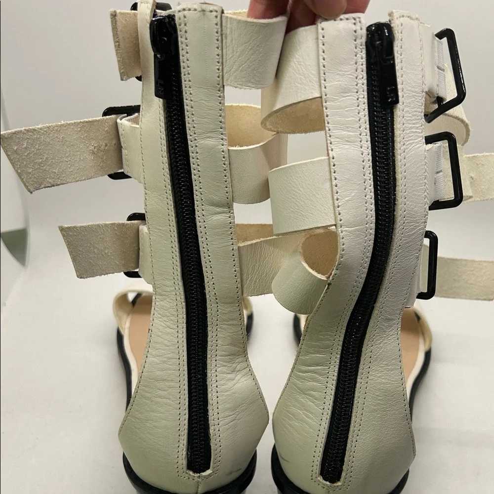 Loeffler Randall Cream Leather Zipper Open Toe Gladiator Sandals Shoes *Size 10* - Picture 4 of 10